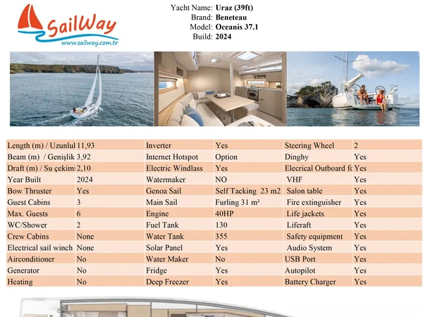 Oceanis 37.1 da Sailway em Marmaris